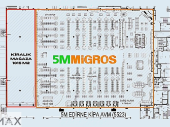 EDİRNE SÜPER PARK AVM İÇİNDE KİRALIK 1015M2 MAĞAZA